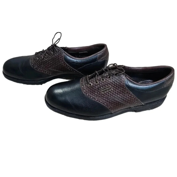 FootJoy DryJoy Men Size 11 Brown Black Saddle Croc Print Classic Golf Tour Shoes - Picture 2 of 7